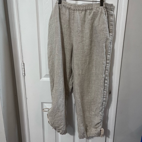Chicos Womens 3 US 16 Casual Linen Pants adjustable cinch tie pull on pockets - Picture 5 of 7